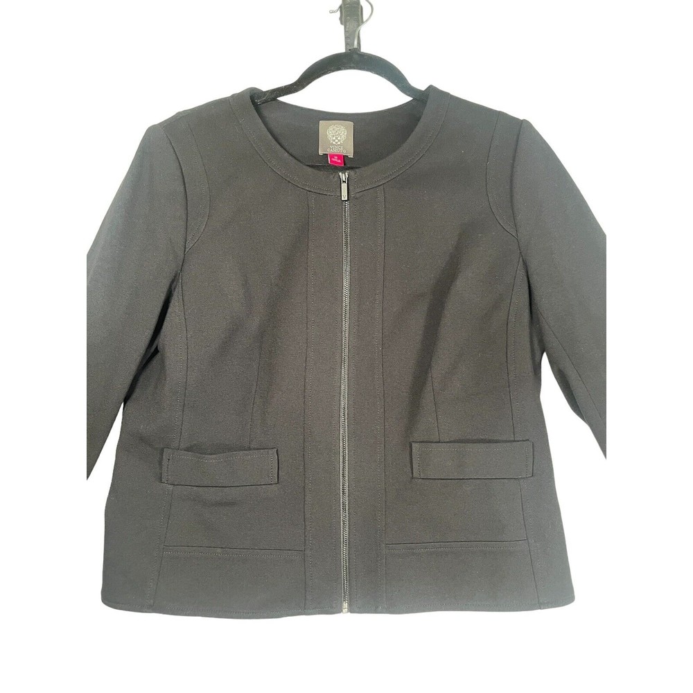 VINCE CAMUTO Women's Black Zip Blazer Size 12 Faux‎ Pockets New with Tags Career